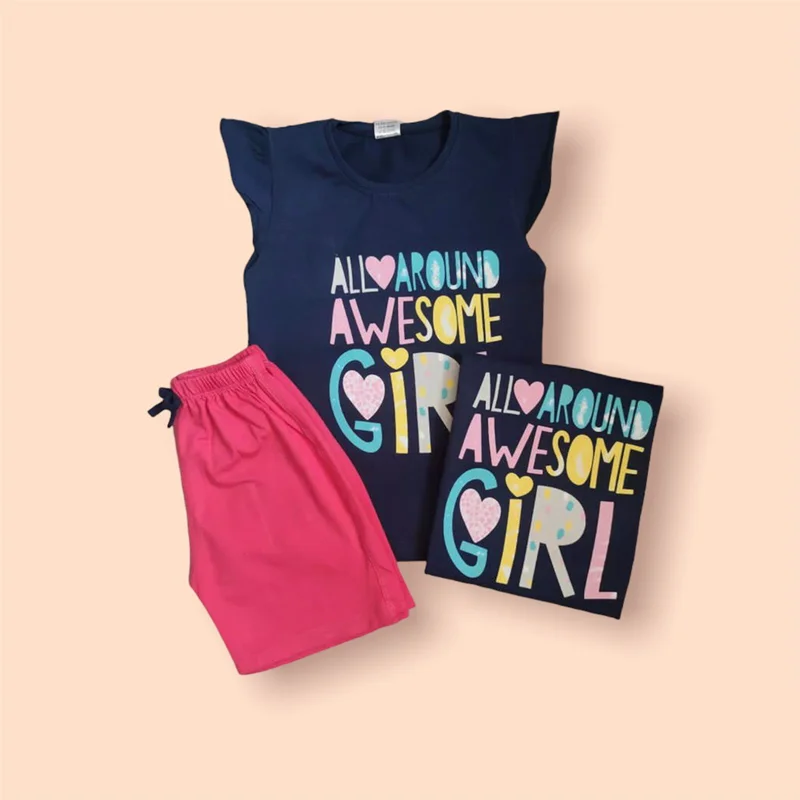 تی شرت شلوارک Awesome Girl دختر-5807/5809